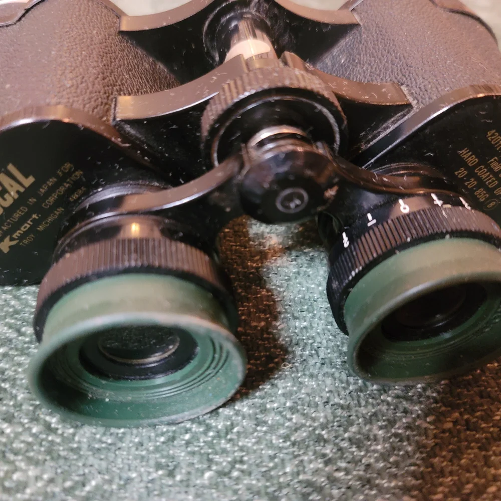 Vintage Focal Kmart 7x35 Binoculars Hard Coated Porro Prism Lens Cover Black